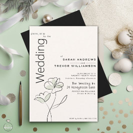 Minimalistisch Modern Floral Muted Sage en Buff Kaart