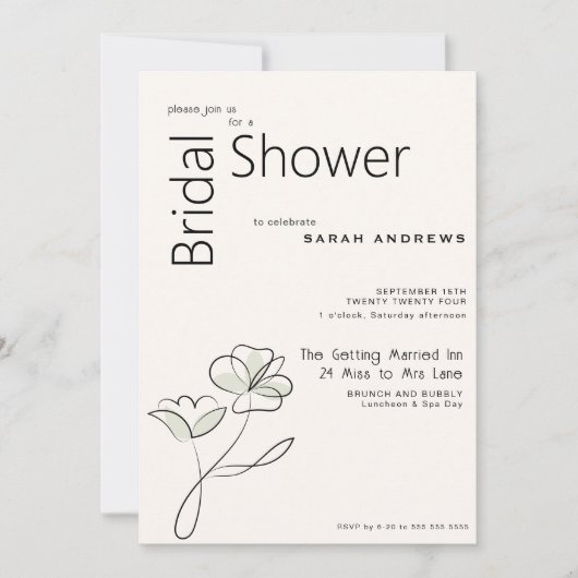 Minimalistisch Modern Floral Muted Sage en Buff Kaart (Voorkant)