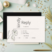 Minimalistisch Modern Floral Muted Sage en Buff RSVP Kaartje
