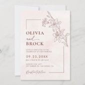 Minimalistisch Modern Floral Sketch Elegant Weddin Kaart (Voorkant)