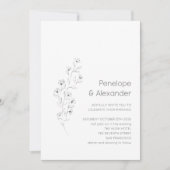 Minimalistisch Modern Floral Sketch Elegant Weddin Kaart (Voorkant)