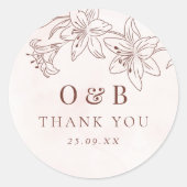 Minimalistisch Modern Floral Sketch Elegant Weddin Ronde Sticker (Voorkant)