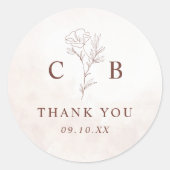 Minimalistisch Modern Floral Sketch Elegant Weddin Ronde Sticker (Voorkant)