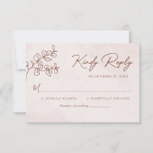 Minimalistisch Modern Floral Sketch Elegant Weddin RSVP Kaartje (Voorkant)
