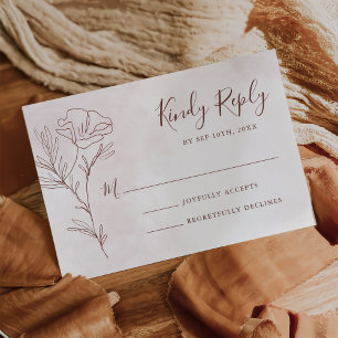 Minimalistisch Modern Floral Sketch Elegant Weddin RSVP Kaartje