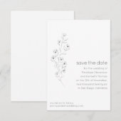 Minimalistisch Modern Floral Sketch Elegant Weddin Save The Date (Voorkant / Achterkant)