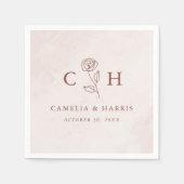 Minimalistisch Modern Floral Sketch Elegant Weddin Servet (Voorkant)