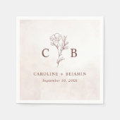 Minimalistisch Modern Floral Sketch Elegant Weddin Servet (Voorkant)