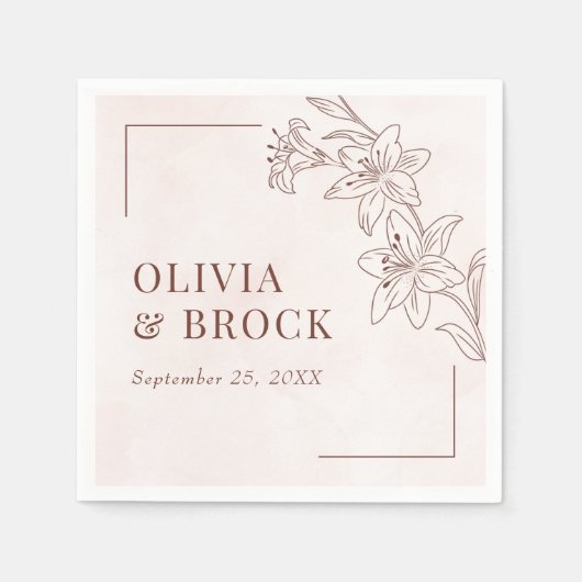 Minimalistisch Modern Floral Sketch Elegant Weddin Servet (Voorkant)