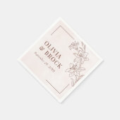 Minimalistisch Modern Floral Sketch Elegant Weddin Servet (Hoek)