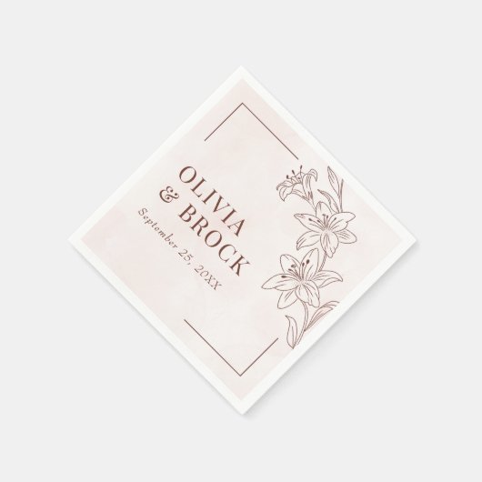 Minimalistisch Modern Floral Sketch Elegant Weddin Servet (Hoek)