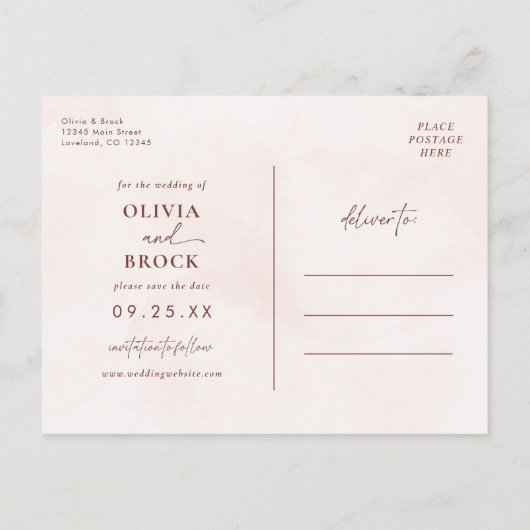 Minimalistisch Modern Floral Sketch Elegant Weddin Uitnodiging Briefkaart (Achterkant)