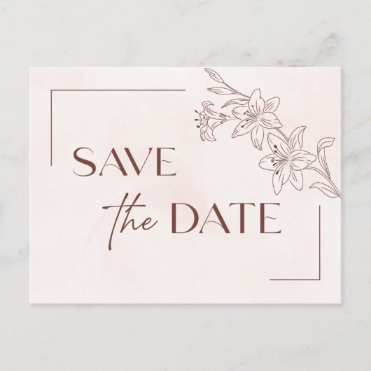 Minimalistisch Modern Floral Sketch Elegant Weddin Uitnodiging Briefkaart (Voorkant)