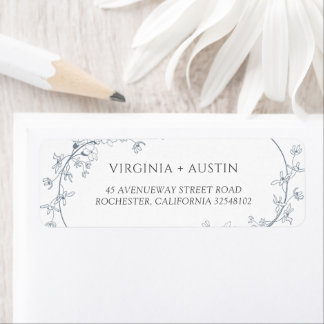 Minimalistisch Modern Floral Wedding Retouradres Etiket