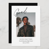 Minimalistisch modern foto Afstuderen Aankondiging (Voorkant / Achterkant)