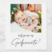 Minimalistisch modern foto peetouders voorstel wijn etiket (Enkel label)