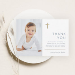 Minimalistisch modern fotobaptisme bedankkaart