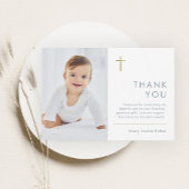 Minimalistisch modern fotobaptisme bedankkaart