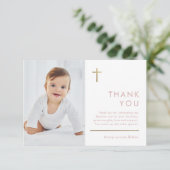 Minimalistisch modern fotobaptisme bedankkaart (Staand voorkant)