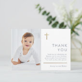 Minimalistisch modern fotobaptisme bedankkaart (Staand voorkant)