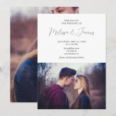 Minimalistisch modern fotohuwelijk kaart (Voorkant / Achterkant)