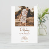 Minimalistisch modern fotohuwelijk kaart (Staand voorkant)