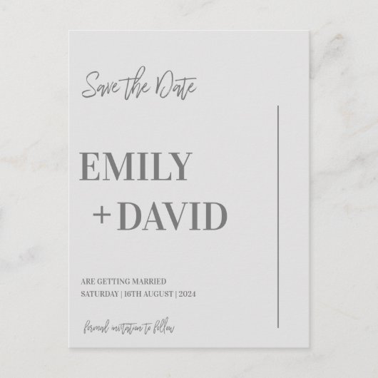 Minimalistisch modern fotohuwelijk sparen de datum aankondigingskaart (Voorkant)