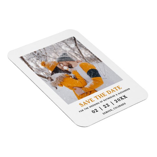 Minimalistisch modern fotohuwelijk sparen de datum magneet (Rechterzijde)