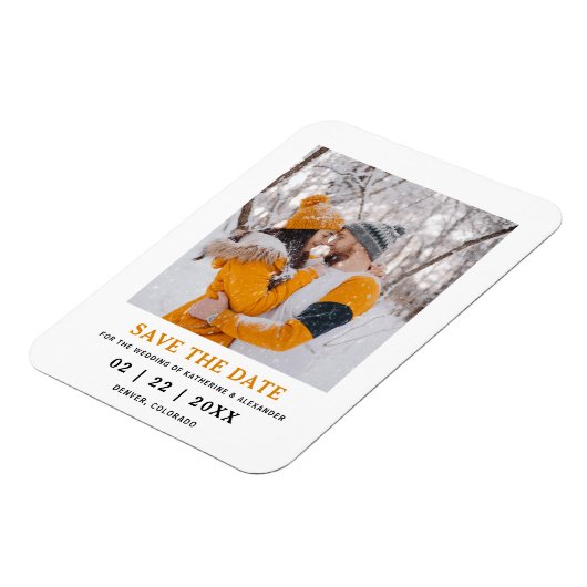 Minimalistisch modern fotohuwelijk sparen de datum magneet (Linkerzijde)