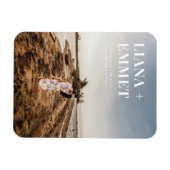 Minimalistisch modern fotohuwelijk sparen de datum magneet (Horizontaal)