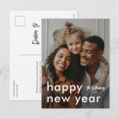 Minimalistisch modern fotojaar feestdagenkaart (Voorkant / Achterkant)