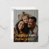 Minimalistisch modern fotojaar folie feestdagen briefkaart (Voorkant / Achterkant)