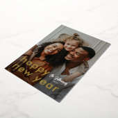 Minimalistisch modern fotojaar folie feestdagenkaart (Gedraaid)