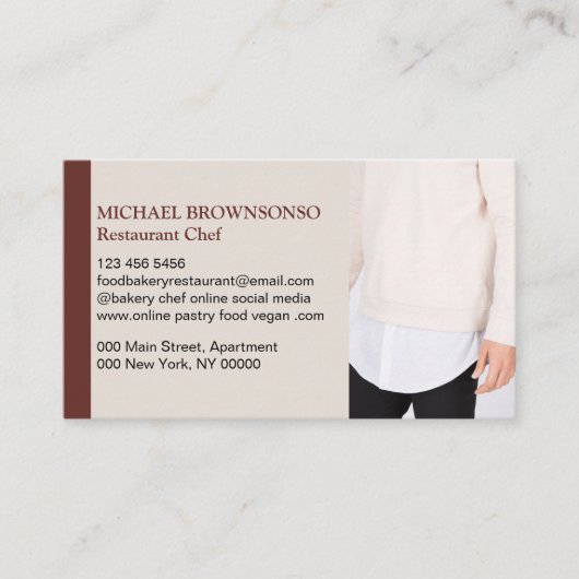 Minimalistisch modern fotorestaurant Chef Food Visitekaartje (Voorkant)