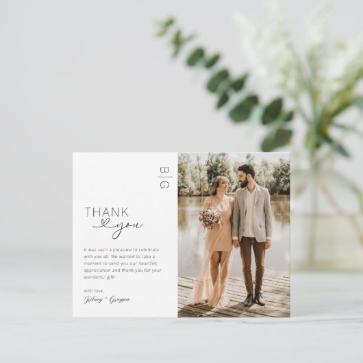 Minimalistisch modern fotoweddenschap Hartelijk da Briefkaart (Staand voorkant)