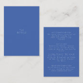 Minimalistisch modern  Frans blauw huwelijk Informatiekaartje (Voorkant / Achterkant)