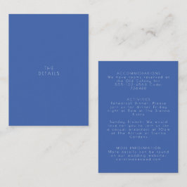 Minimalistisch modern  Frans blauw huwelijk Informatiekaartje