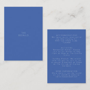 Minimalistisch modern  Frans blauw huwelijk Informatiekaartje