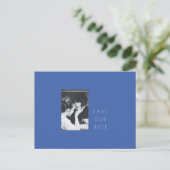 Minimalistisch Modern French Blue Photo Save the D Briefkaart (Staand voorkant)