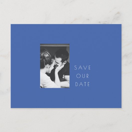 Minimalistisch Modern French Blue Photo Save the D Briefkaart (Voorkant)