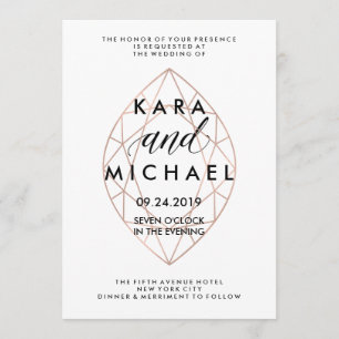 Minimalistisch modern Geometric Diamond Weddenscha Kaart