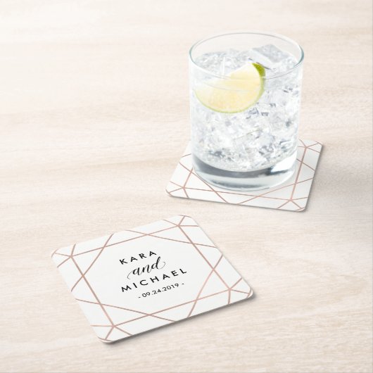 Minimalistisch modern Geometric Diamond Weddenscha Kartonnen Onderzetters (Insitu)