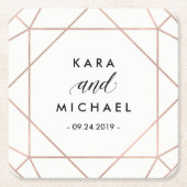 Minimalistisch modern Geometric Diamond Weddenscha Kartonnen Onderzetters (Voorkant)