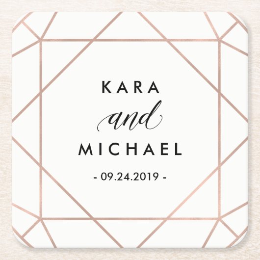 Minimalistisch modern Geometric Diamond Weddenscha Kartonnen Onderzetters (Voorkant)