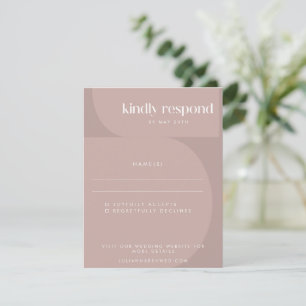 Minimalistisch modern Geometric Dusty Mauve Weddin RSVP Kaartje