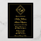 Minimalistisch modern Geometric Monogram Weddensch Folie Uitnodiging (Voorkant)