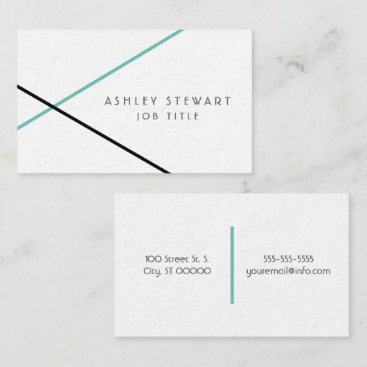 Minimalistisch modern Geometrisch Blauwgroen Visitekaartje (Voorkant / Achterkant)
