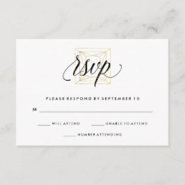 Minimalistisch modern Geometrisch Diamond Faux Gol RSVP Kaartje