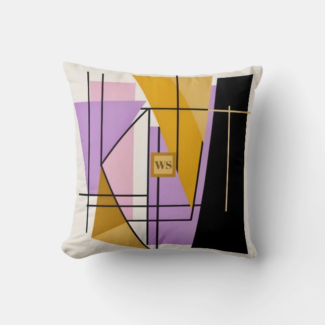 Minimalistisch modern geometrisch driehoeksmonogra kussen (Voorkant)
