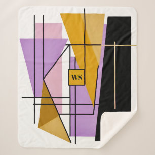 Minimalistisch modern geometrisch driehoeksmonogra sherpa deken